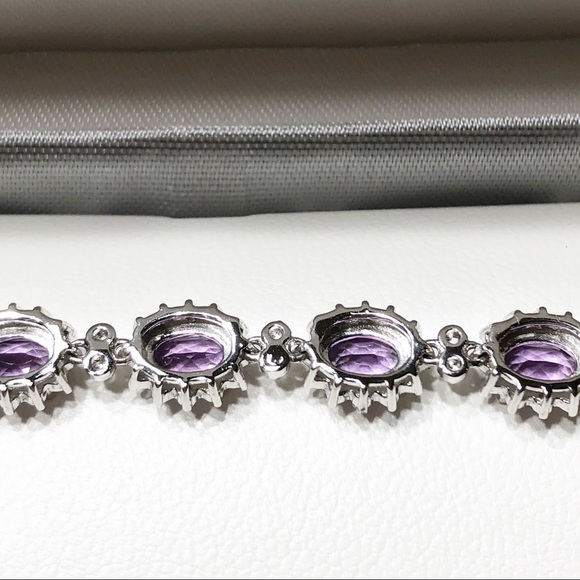 Amethyst & Diamond Sterling Silver Bracelet - Picture 11 of 12
